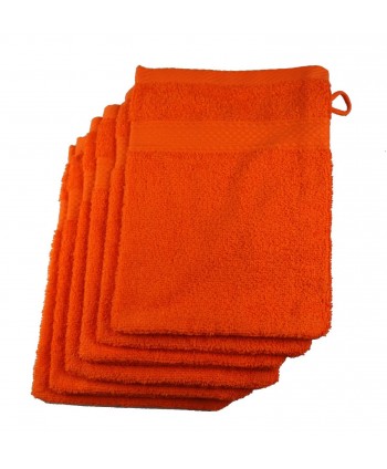 Pack 6 gants de toilette orange