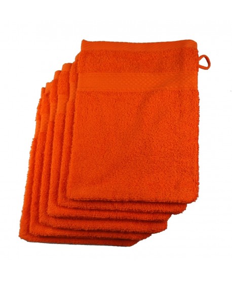 Pack 6 gants de toilette orange