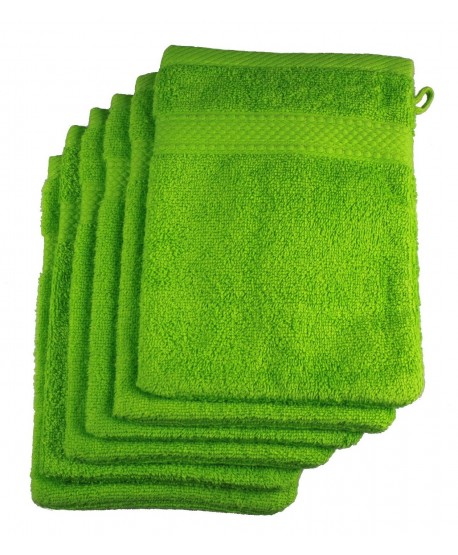 Pack 6 gants de toilette vert pomme
