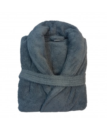 Peignoir col châle taille L Gris Pétrole