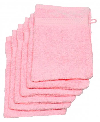 6 gants de toilette 16x21cm Rose