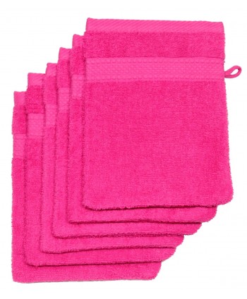 6 gants de toilette 16x21cm fuchsia