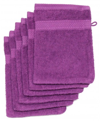 6 gants de toilette 16x21cm violet