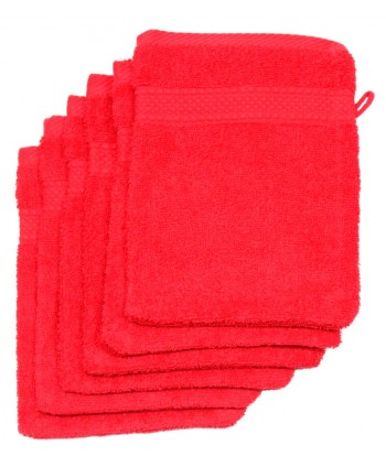 6 gants de toilette 16x21cm rouge