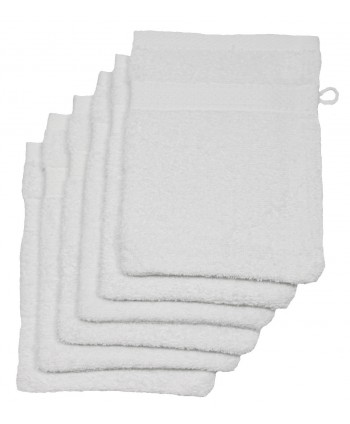 6 gants de toilette 16x21cm blanc