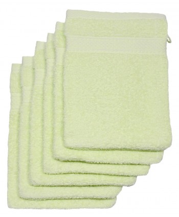 6 gants de toilette 16x21cm anis