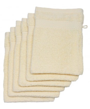 6 gants de toilette 16x21cm vanille