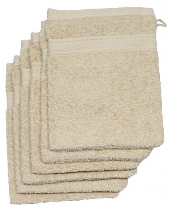 6 gants de toilette 16x21cm ficelle