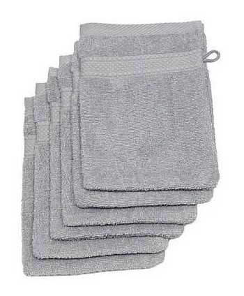 6 gants de toilette 16x21cm gris souris