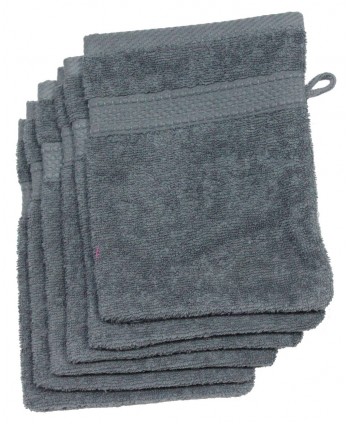 6 gants de toilette 16x21cm gris pétrole