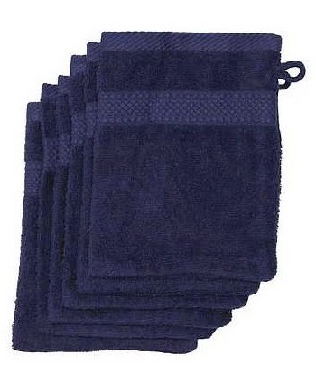 6 gants de toilette 16x21cm bleu marine