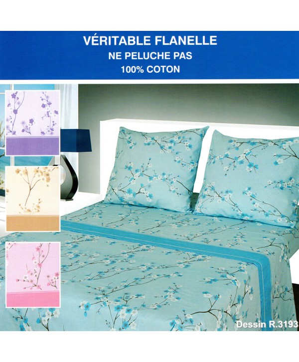 Parure de lit 1 personne flanelle 3 pièces