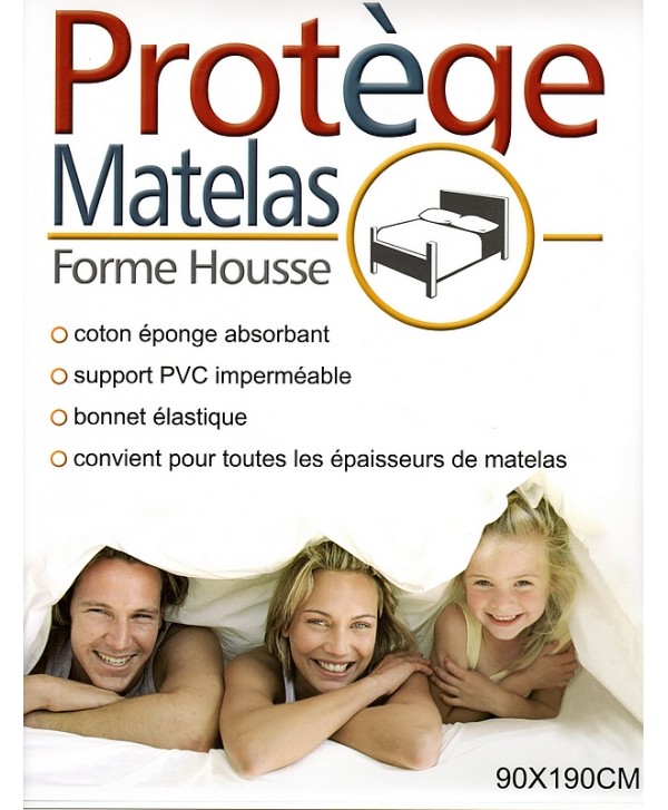 Protège matelas 90 x 190 cm PVC imperméable forme drap housse