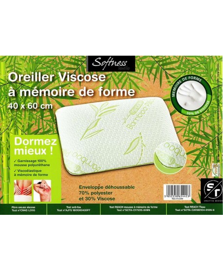 Oreiller rectangulaire à mémoire de forme 40 x 60 cm